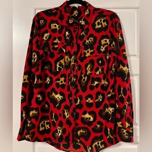 Leopard Print Button-Up Blouse